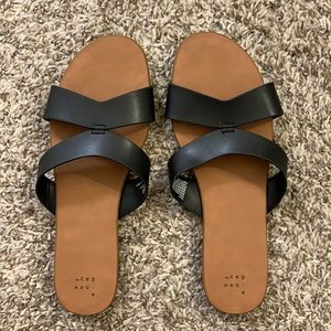 Black Slip On Slide Sandals 9.5W
